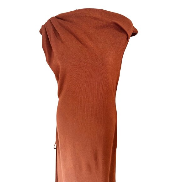 NWT Lioness Original Sin Brown XXL Bodycon Maxi Dress Draped Neckline Party Sexy - Picture 3 of 12